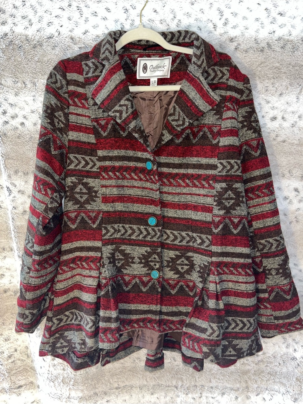 Outback Trading Co. Blaire Southwestern Aztec Peplum Jacket Women's Large